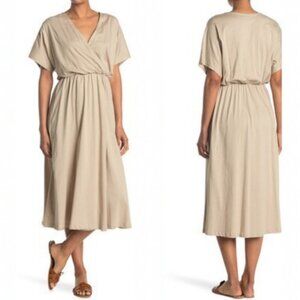 New Nordstrom StitchDrop Surplice Neck Dolman Sleeve Faux Wrap Midi Dress Medium